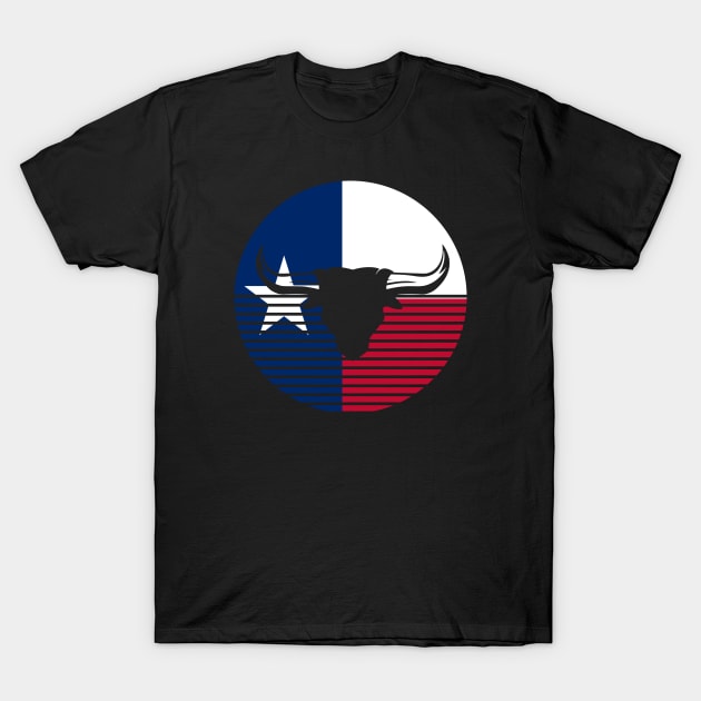 Bull head on texas flag retro T-Shirt by Geoji 